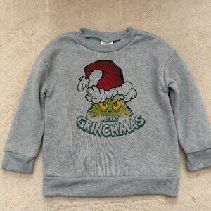 The Grinch Grey Sweatshirt Top with Merry Christmas Hat Unisex ~ Size 4T